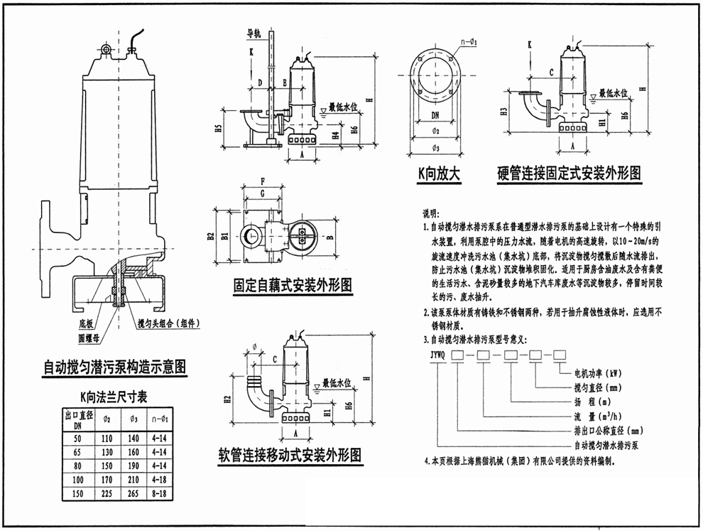 大東海泵業(yè)排污泵安裝示意圖